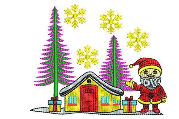 Christmas Santa with Tree and House Embroidery Review